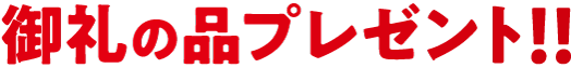 お礼の品プレゼント!!