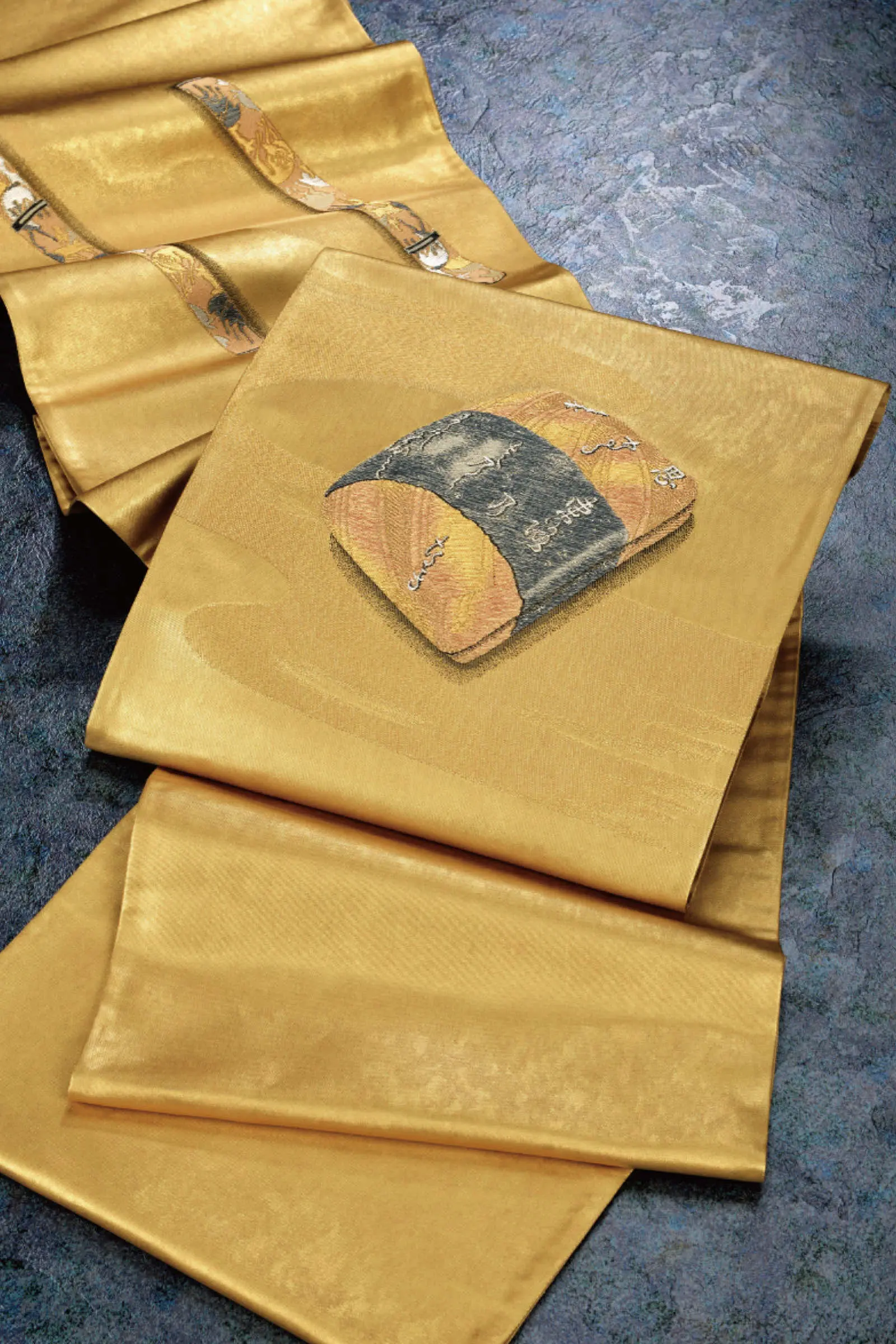 袋带 純金箔錦『舟橋蒔絵硯箱』本阿弥光悦 作