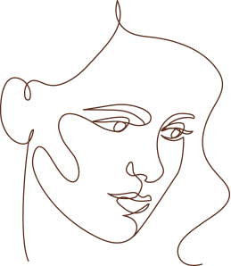 線で描いた女性の横顔